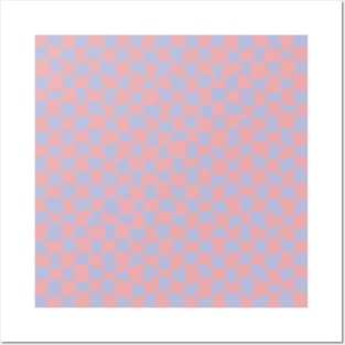 Warped Checkerboard, Pink and Lavender Posters and Art